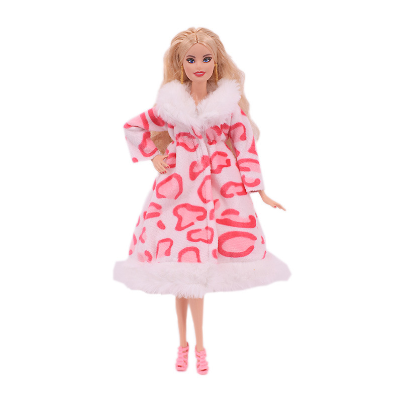 Factory Direct Deliver Suitable for 27-29cm Barbie Doll Striped Plush Coat Doll Dressing Gown One Piece Dropshipping