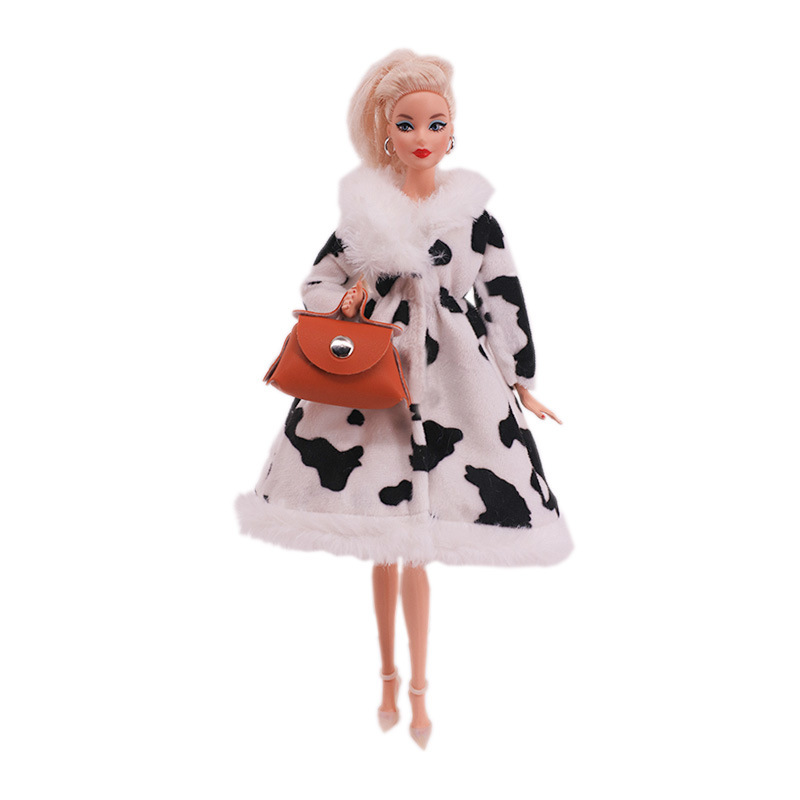 Factory Direct Deliver Suitable for 27-29cm Barbie Doll Striped Plush Coat Doll Dressing Gown One Piece Dropshipping