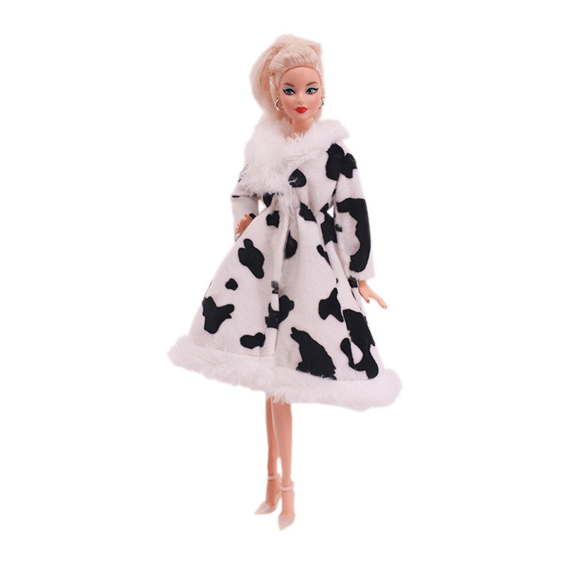 Factory Direct Deliver Suitable for 27-29cm Barbie Doll Striped Plush Coat Doll Dressing Gown One Piece Dropshipping