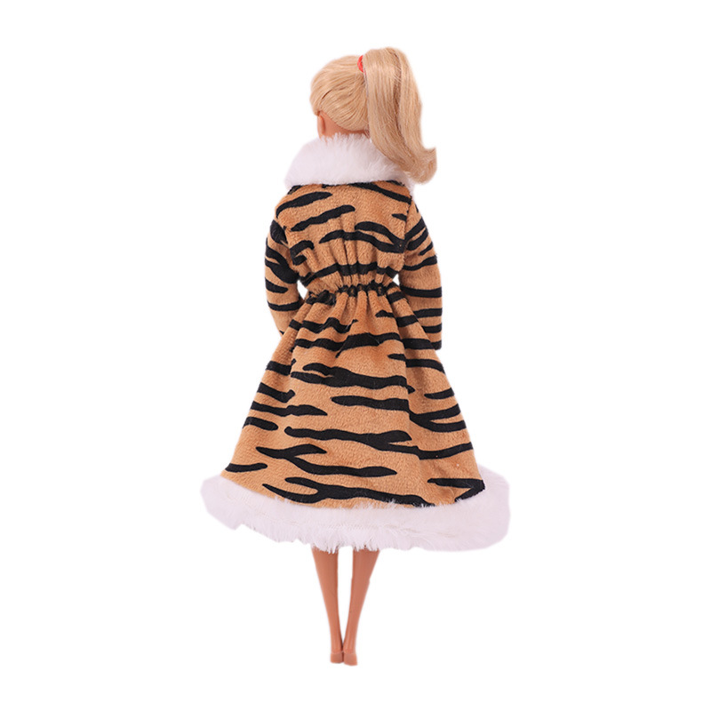 Factory Direct Deliver Suitable for 27-29cm Barbie Doll Striped Plush Coat Doll Dressing Gown One Piece Dropshipping