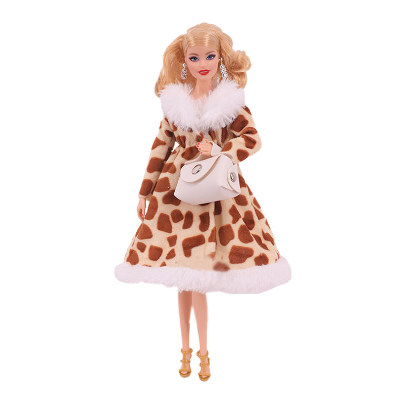 Factory Direct Deliver Suitable for 27-29cm Barbie Doll Striped Plush Coat Doll Dressing Gown One Piece Dropshipping