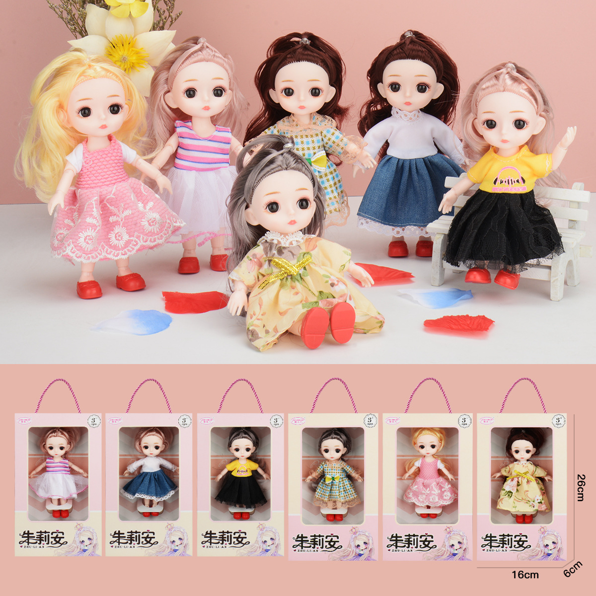 16cm Doll Girls&#039; Princess Toy Barbie Little Loli Mini Simulation Dress-up Children&#039;s Hand-Made BJD