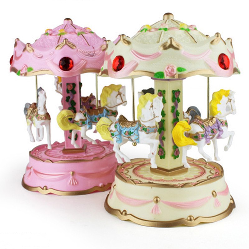Cross-Border E-Commerce Revolving Light Trojan Music Box Music Box Children&#039;s Birthday Gifts Cake Decorative Ornaments