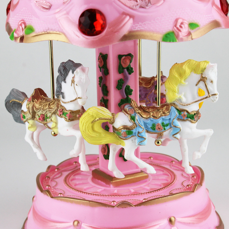 Cross-Border E-Commerce Revolving Light Trojan Music Box Music Box Children&#039;s Birthday Gifts Cake Decorative Ornaments