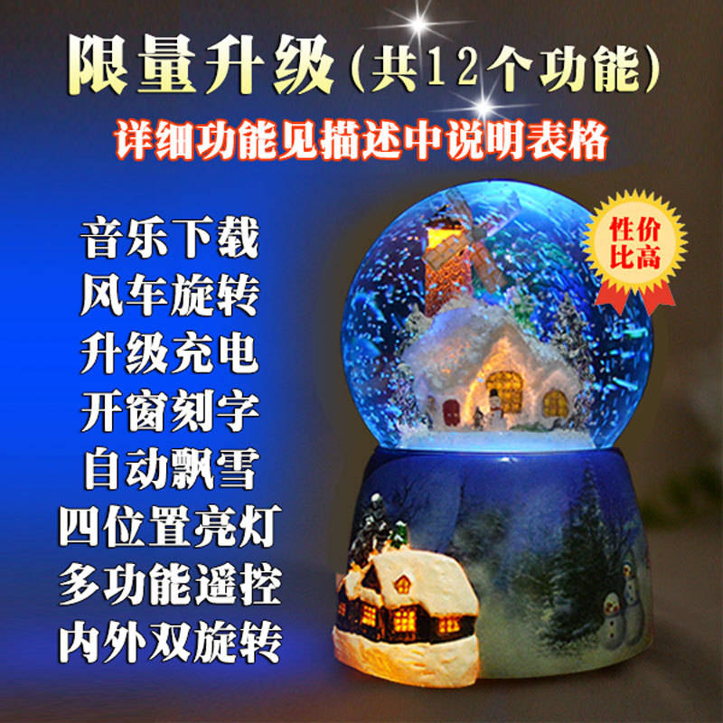 Creative Snowflake Music Box Music Box Crystal Ball Birthday Gift for Girlfriend Girl&#039;s Sky City New Year Gift