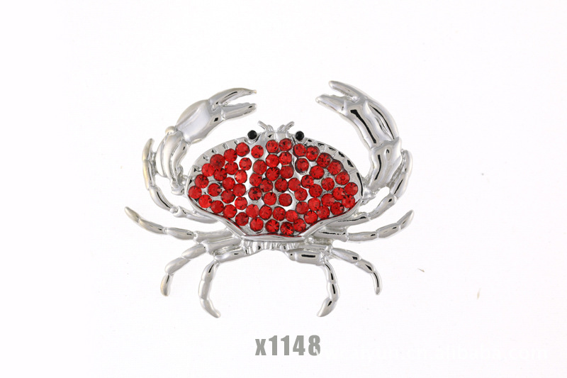Dream of colorful new European and American fashion jewellery gilt brooch Crystal rhinestone animal crab cute corsage factory outlet