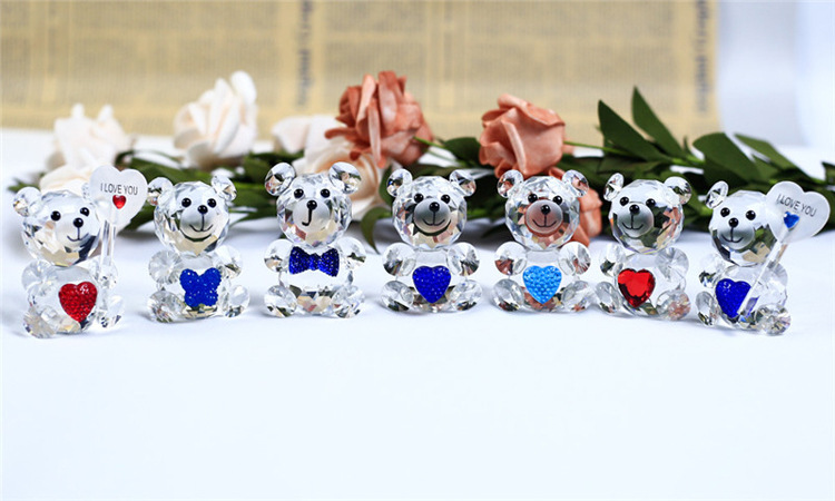 Crystal Bear Animal Customized Various Shapes Figure Plant Glass Crafts Home Decorations