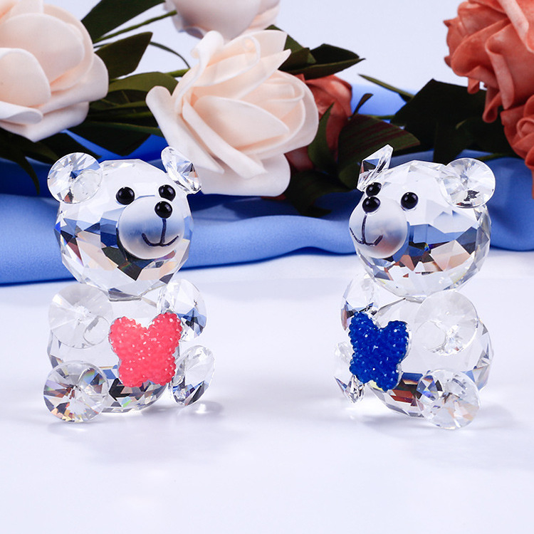 Crystal Bear Animal Customized Various Shapes Figure Plant Glass Crafts Home Decorations