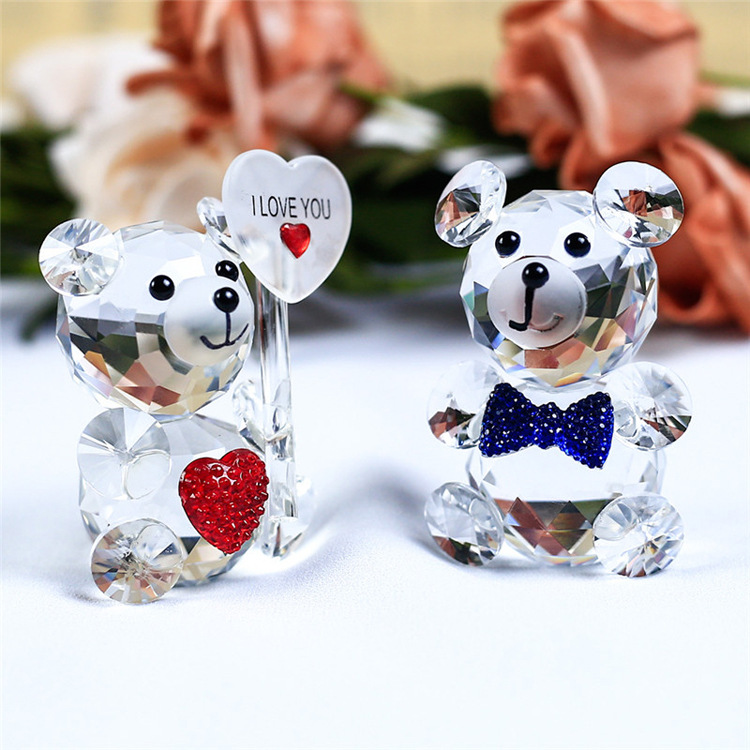 Crystal Bear Animal Customized Various Shapes Figure Plant Glass Crafts Home Decorations