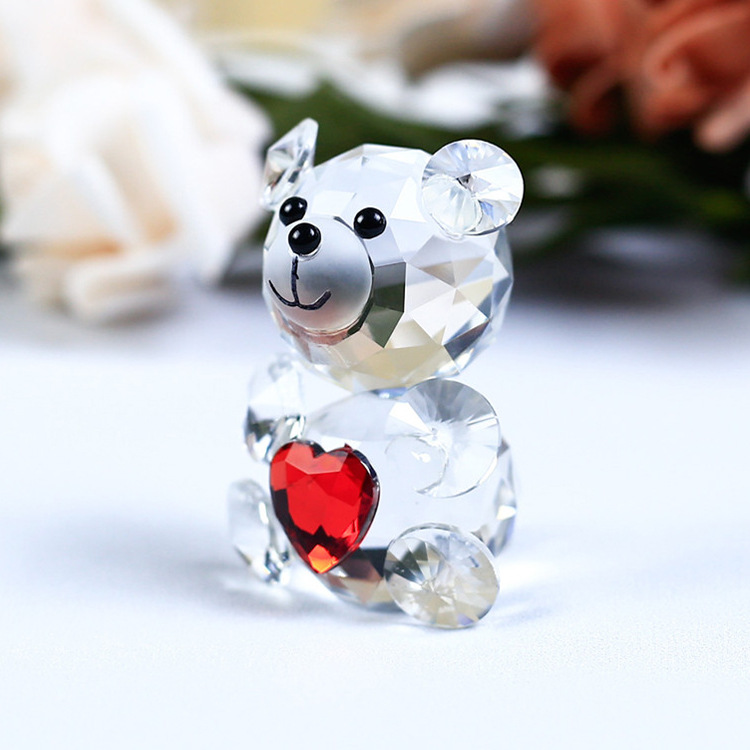 Crystal Bear Animal Customized Various Shapes Figure Plant Glass Crafts Home Decorations