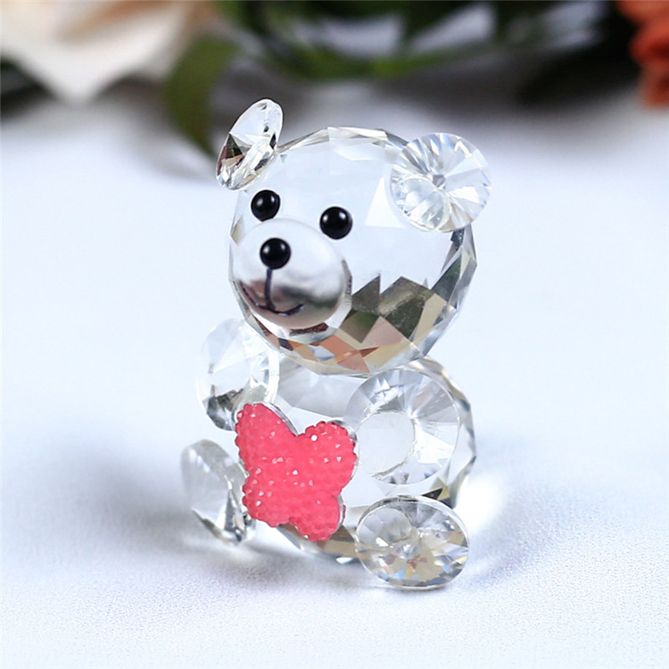 Crystal Bear Animal Customized Various Shapes Figure Plant Glass Crafts Home Decorations