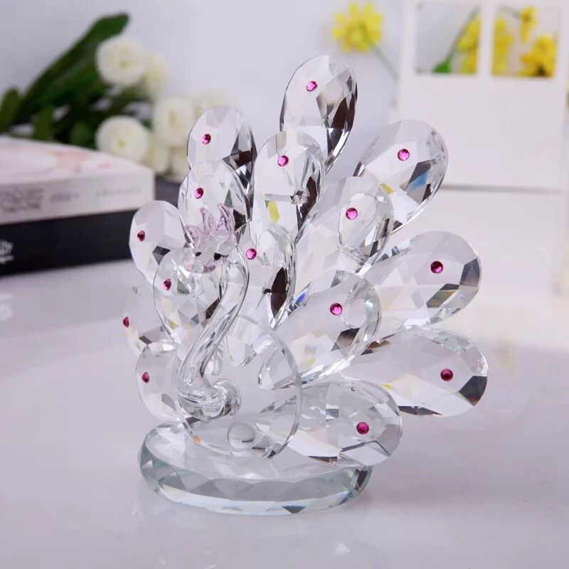 Crystal peacock crystal display crystal animal crafts