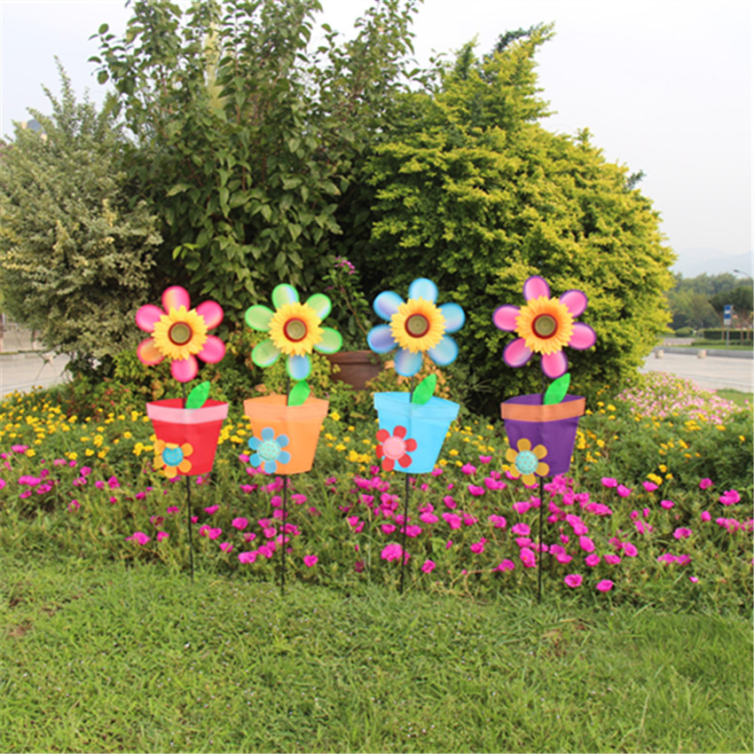 Outdoor Cloud Flowerpot Windmill Cloth Decorations Windmill Traditional Children Pinwheel Colorful Wholesale Custom