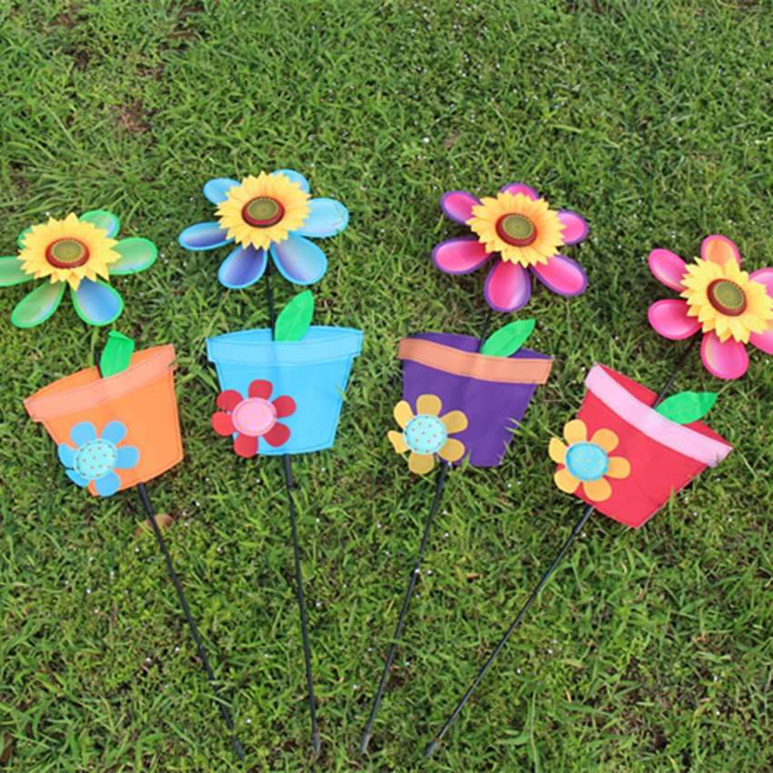 Outdoor Cloud Flowerpot Windmill Cloth Decorations Windmill Traditional Children Pinwheel Colorful Wholesale Custom