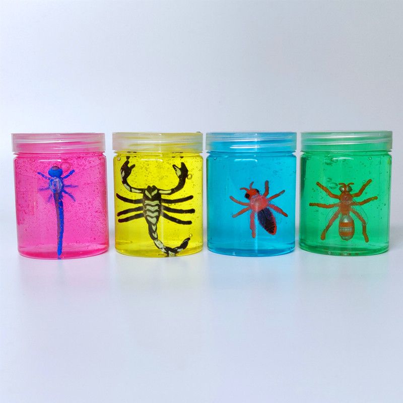 New round bottle toy 3d animal environmental protection transparent pearl crystal slime slime