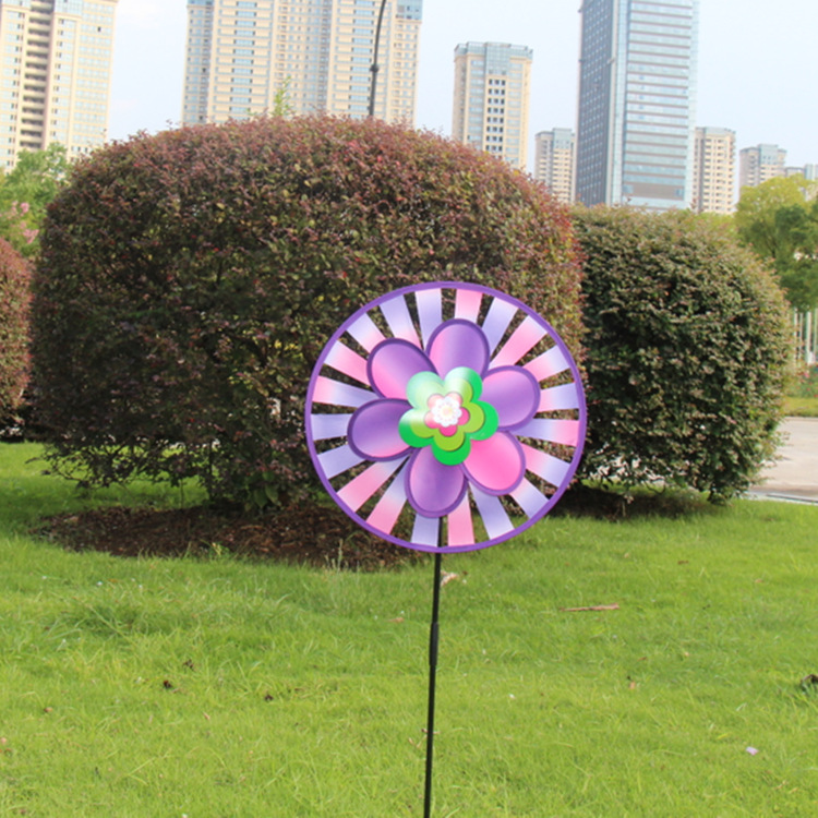 Factory Direct Sales Hot Sale New Sun Plate Strip Windmill Three-Layer Sequins plus Insect Windmill Factory Direct Sales