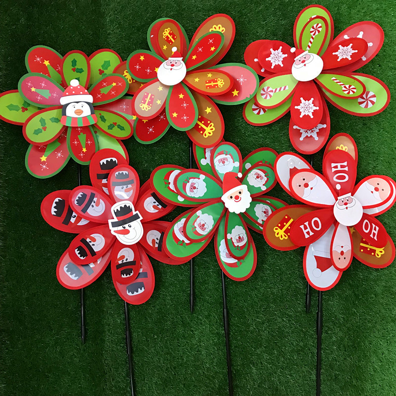 Christmas Windmill Creative Decorating Windmill Cartoon Christmas Wind Snowflake Christmas Tree Santa Claus Windmill