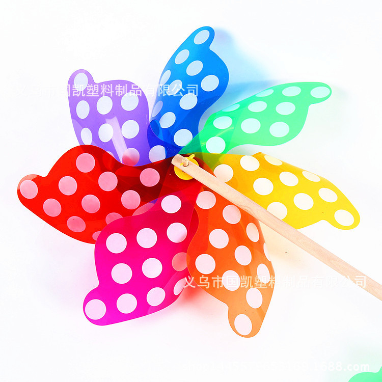 Manufacturers Direct 24cm plastic Polka Dots wooden Stick Windmill Layout creative decoration wholesale toys Manufacturers Direct 24cm plastic Polka Dots wooden Stick Windmill Layout creative decoration wholesale toys