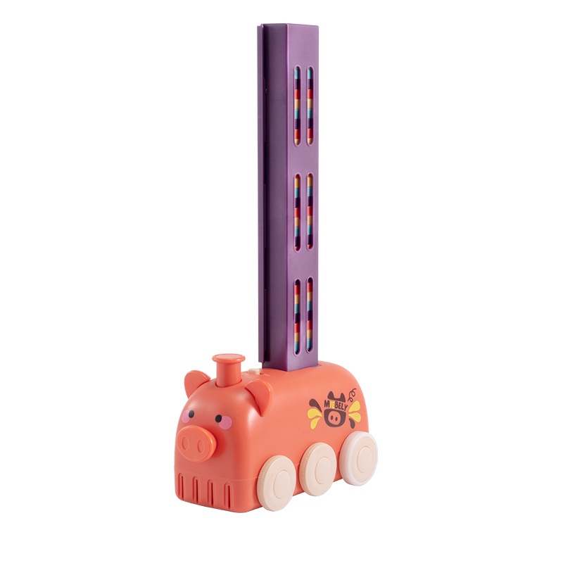 Cross-Border Foreign Trade Assembled Three-Dimensional Dominoes Toy Educational Unit Blocks on Wheels Children&#039;s Hot Selling Animal Train Set
