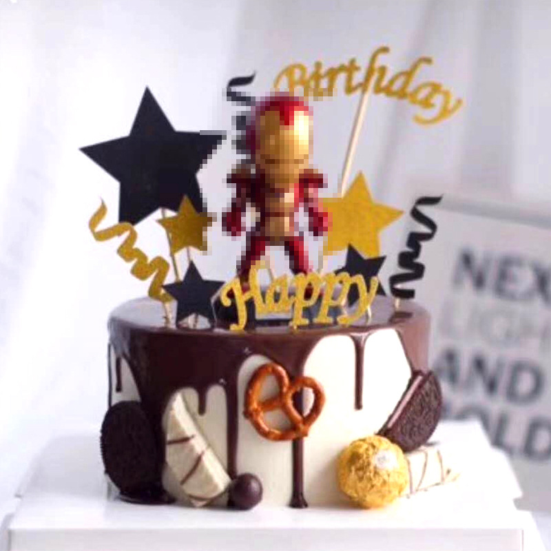 Q Version Avengers Cake Ornaments Anime Garage Kits Toy Model Doll Steel Spider-Man Cake Decoration
