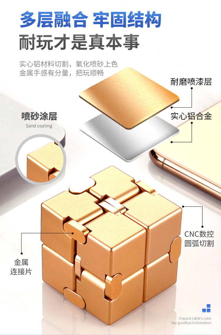 Magic Cube Tool for Pressure Reduction Decompression Toy Class Boring Adult Flip Alloy Finger Square Magic Cube Tool for Pressure Reduction Decompression Toy Class Boring Adult Flip Alloy Finger Square