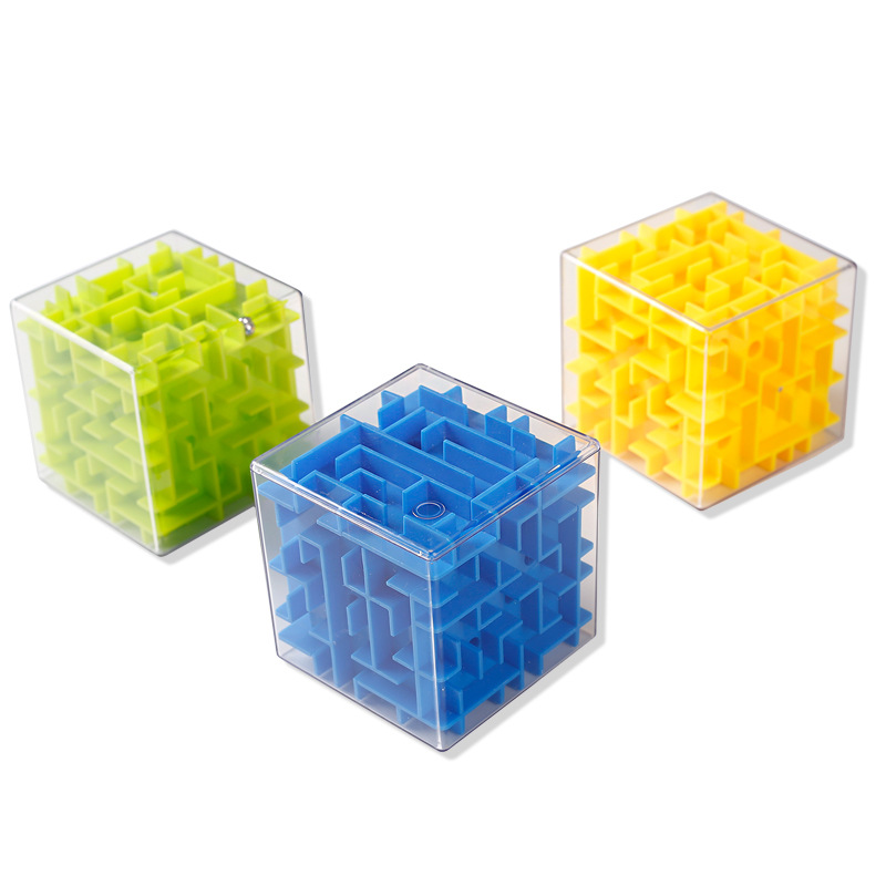 Magic Cube Labyrinth Cube Transparent Yellow Blue Green 3DD 3D Maze Ball Children Educational Toys
