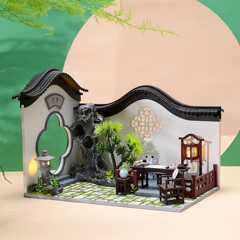 Cute Room DIY Cottage Chinese Style Ancient Building Assembly Production Model Toy Decoration Creative Gifts for Boys and Girls