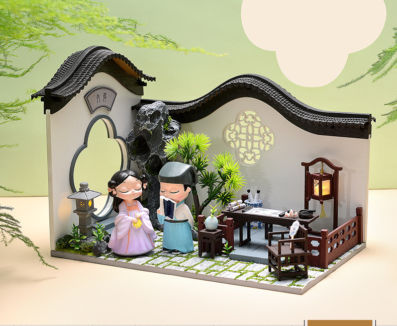 Cute Room DIY Cottage Chinese Style Ancient Building Assembly Production Model Toy Decoration Creative Gifts for Boys and Girls