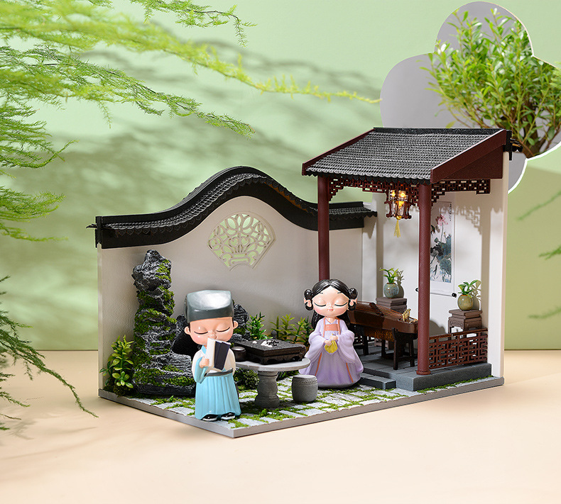 Cute Room DIY Cottage Chinese Style Ancient Building Assembly Production Model Toy Decoration Creative Gifts for Boys and Girls