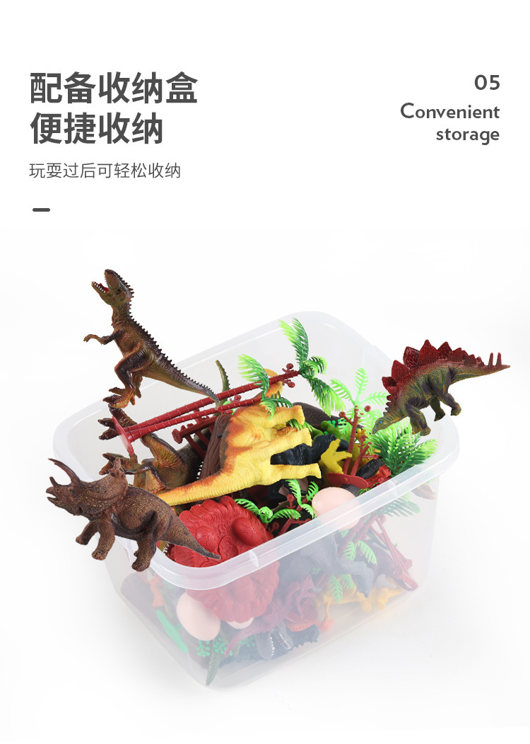 Amazon Hot Dinosaur Model Toy Set Scene with Map Storage Box Simulation Soft Rubber Tyrannosaurus Toy