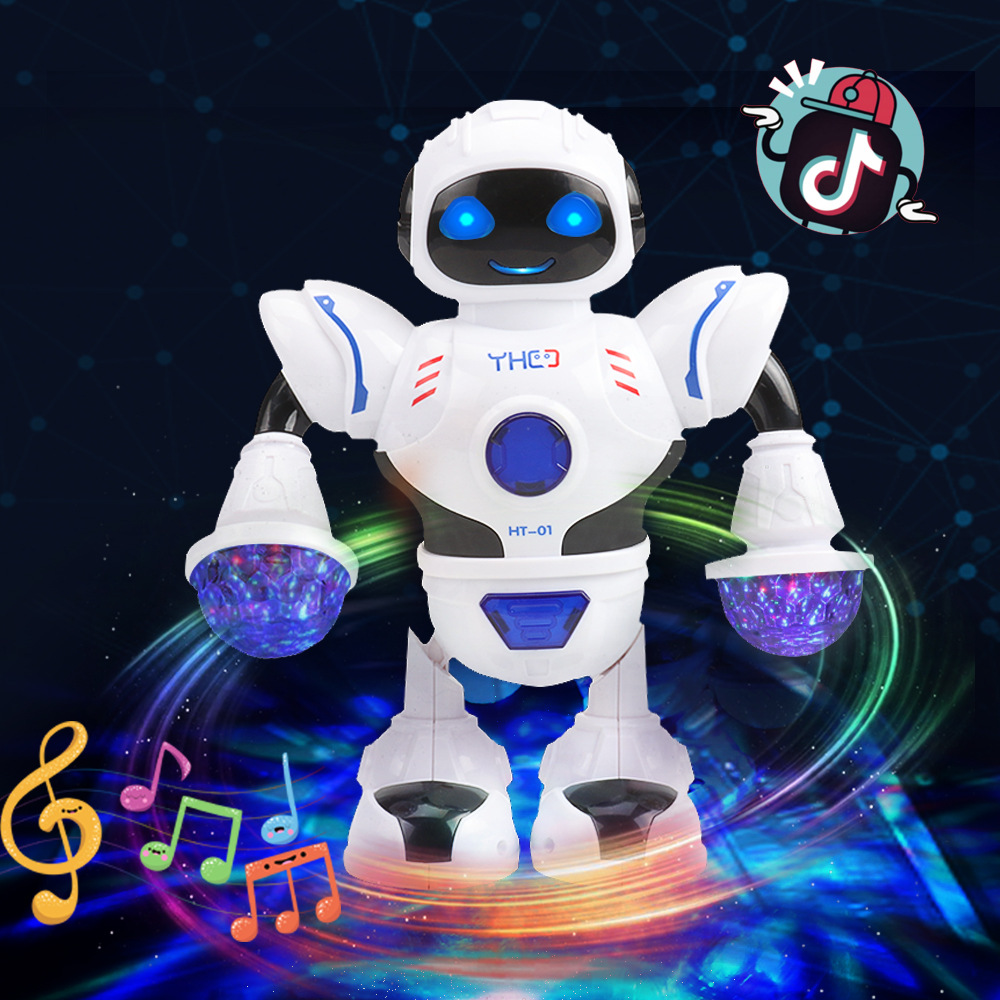 Electric Toy Dancing Robot Cross-Border Model Toy English Version Led Colorful Light Hand-Made Birthday Gift