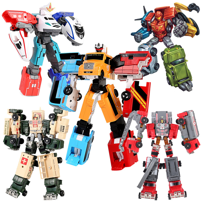 New 5-in-1 Diamond Robot Car Fit Deformation Robot Autobots Boy Children Model Toy