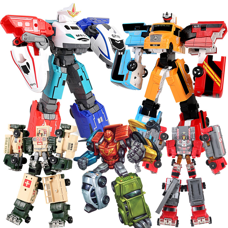 New 5-in-1 Diamond Robot Car Fit Deformation Robot Autobots Boy Children Model Toy