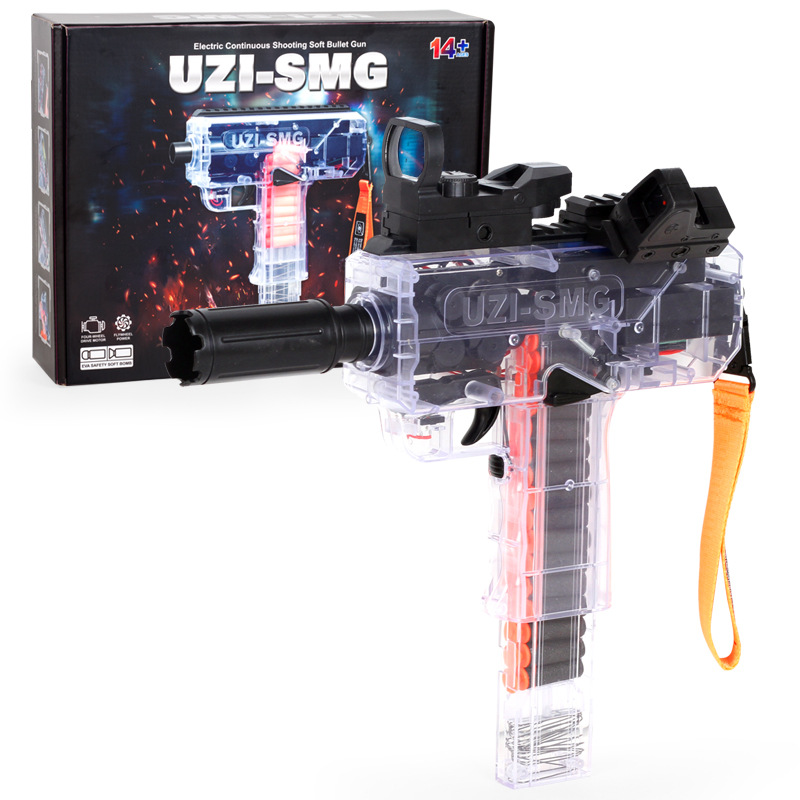 Uzi Electric Soft Bullet Gun Continuous Hair Eva Soft Ball Aiming Shooting High Shooting Speed Boy Eating Chicken Charging Toy Gun Cross-Border