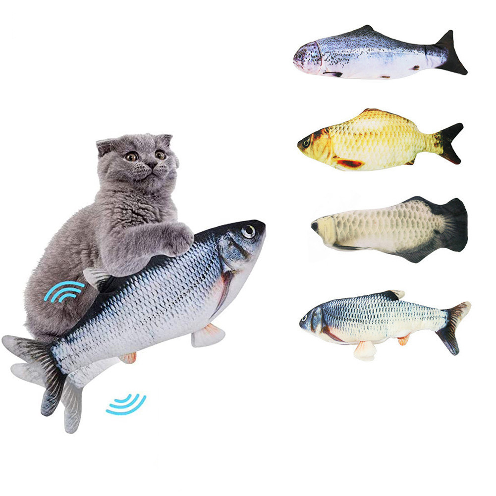 Cat Teaser Toy Pet Electric Fish Simulated Fish Touch Induction Vibration Beating Fish Cat Plush Toy