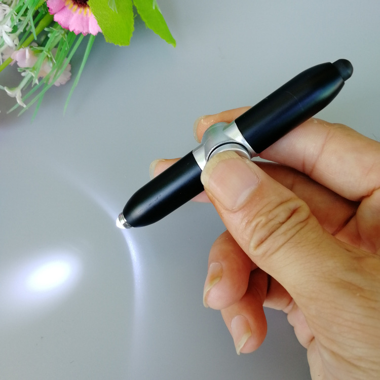 Factory Direct Sales Creative Style Toy Turn Luminous LED Light Decompression Ballpoint Pen Rotating Fingertip Gyro Pen Customization