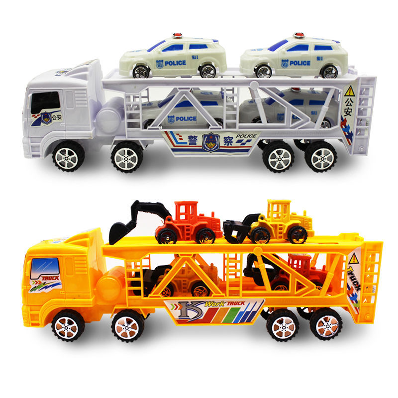 Simulation Inertia Truck Children&#039;s Toy Car Double-Layer Flat Toy Truck Large Double-Layer Trailer Engineering Vehicle
