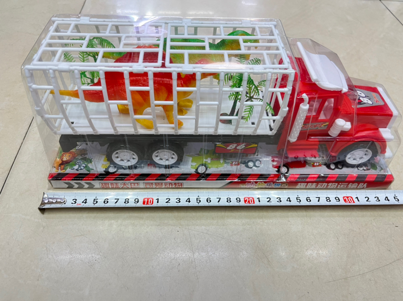 New Sliding Engineering Vehicle Animal Fence Car Drag Two DinosaursP Cover Packaging