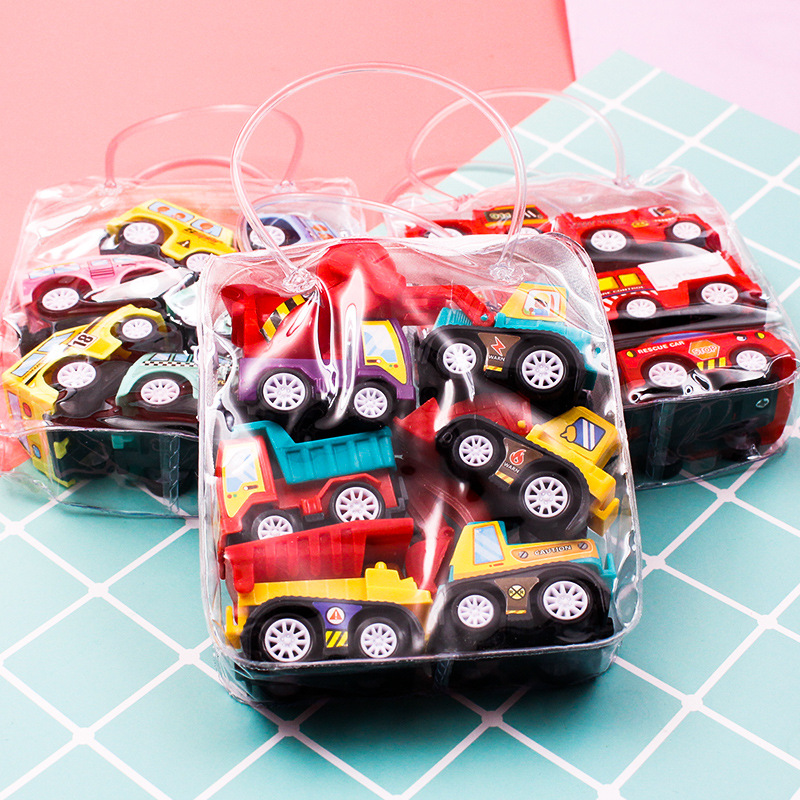 Children&#039;s Power Control Car Toy 1 Bag 6 Mini Engineering Vehicle Fire Truck Baby Boy Set Toys Bag