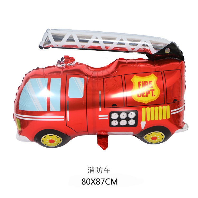 Engineering Vehicle Aluminum Film Balloon Train Tank Fire Truck Balloon Baby Birthday Car Party Deployment and Decoration