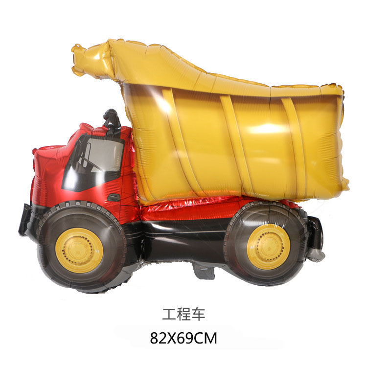 Engineering Vehicle Aluminum Film Balloon Train Tank Fire Truck Balloon Baby Birthday Car Party Deployment and Decoration