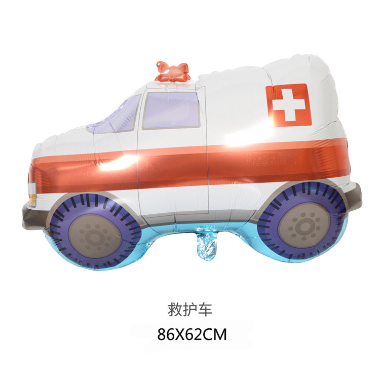 Engineering Vehicle Aluminum Film Balloon Train Tank Fire Truck Balloon Baby Birthday Car Party Deployment and Decoration