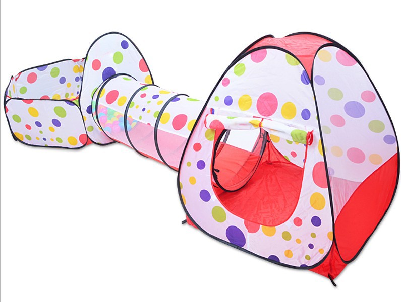 Cow Children&#039;s Tent Three-Piece Set 3 Shooting Ball Pool Crawl Tunnel Tent House Game House 03 Years Old Baby Toys