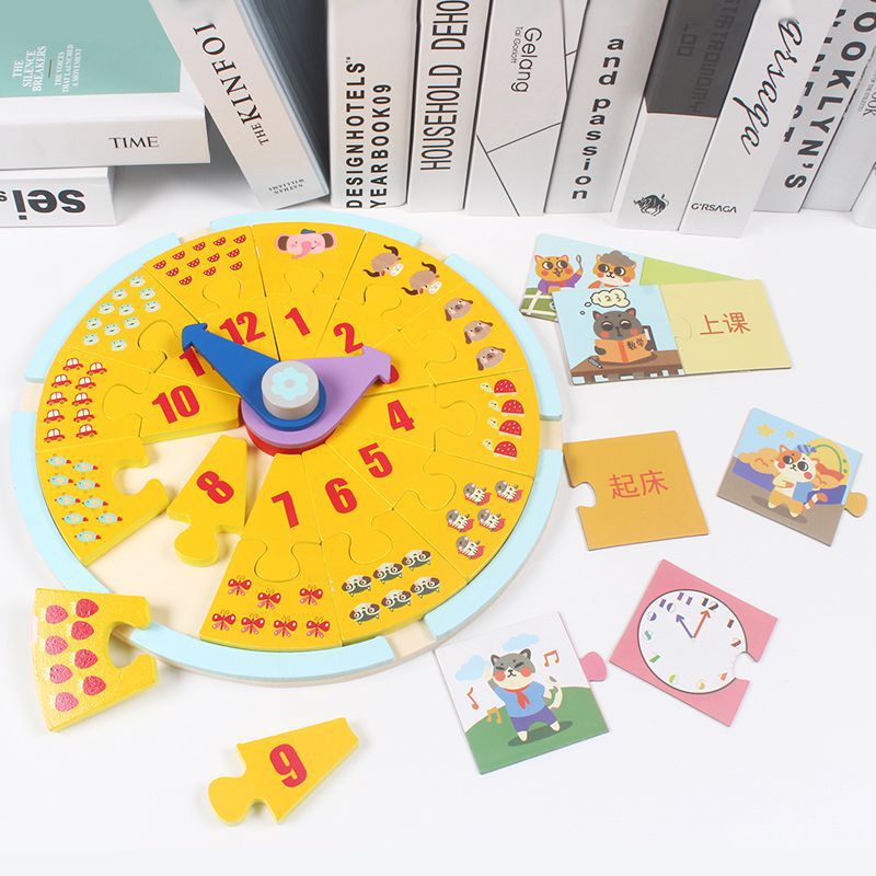 Babies&#039; Intelligence Development Early Education Puzzle Building Blocks Shape Matching Cognitive Multifunctional Graphic Clock Baby Toys
