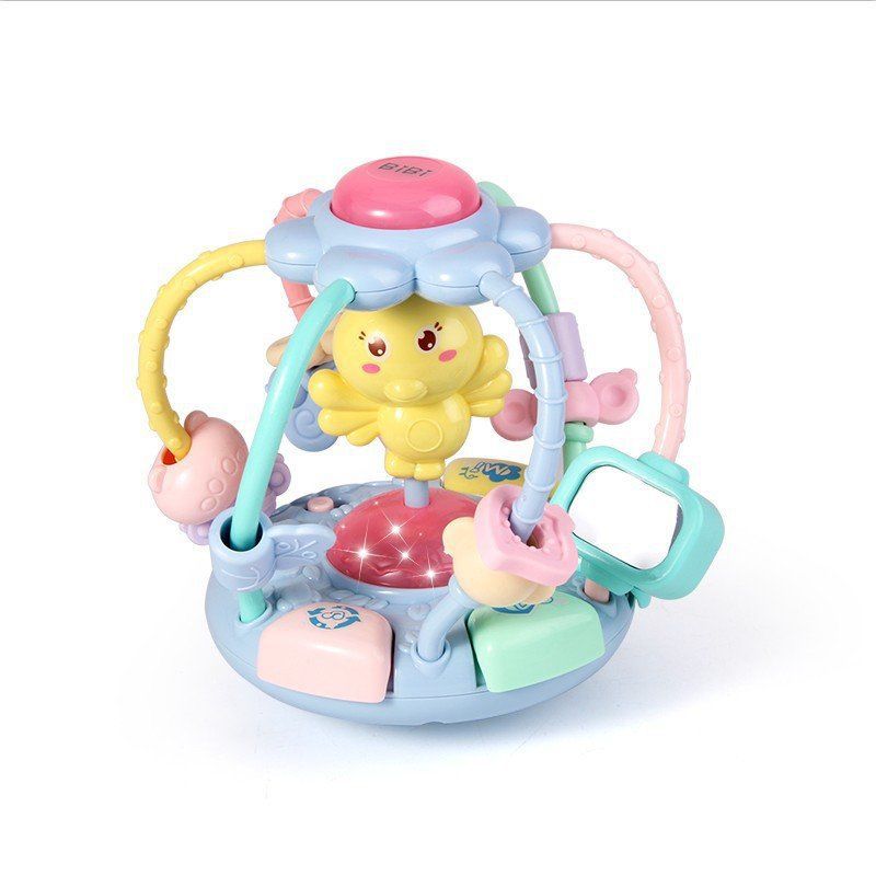 Chick Sound and Light Music Soft Glue Hand Ball Baby Early Education Puzzle Beads Beaded Teether Rattle Baby Toys