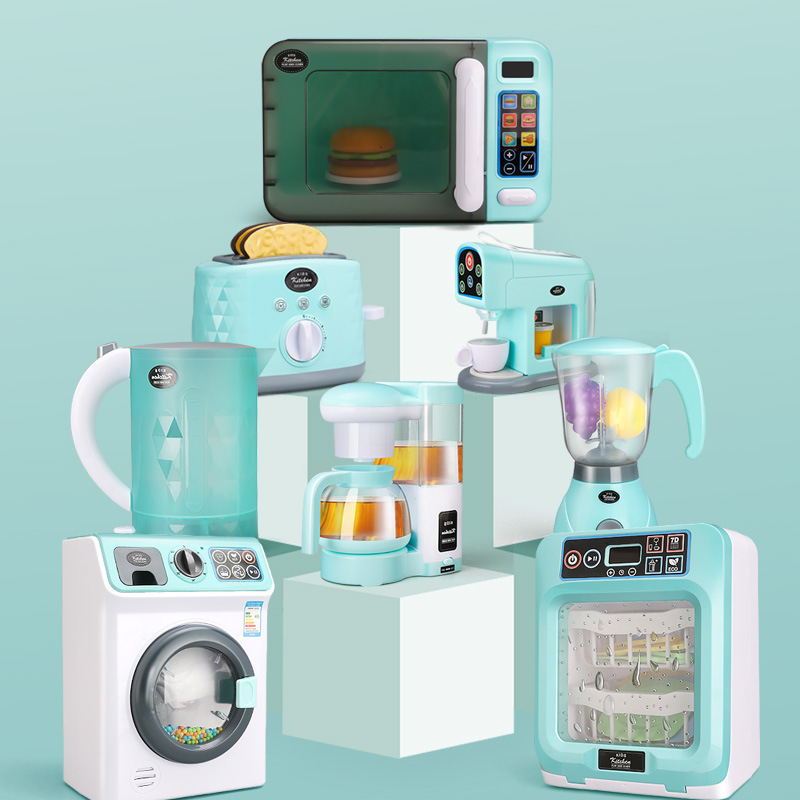 Children Play House Kitchen Microwave Oven Dishwasher Small Appliances Juicer Washing Machine Baby Toys Boys and Girls