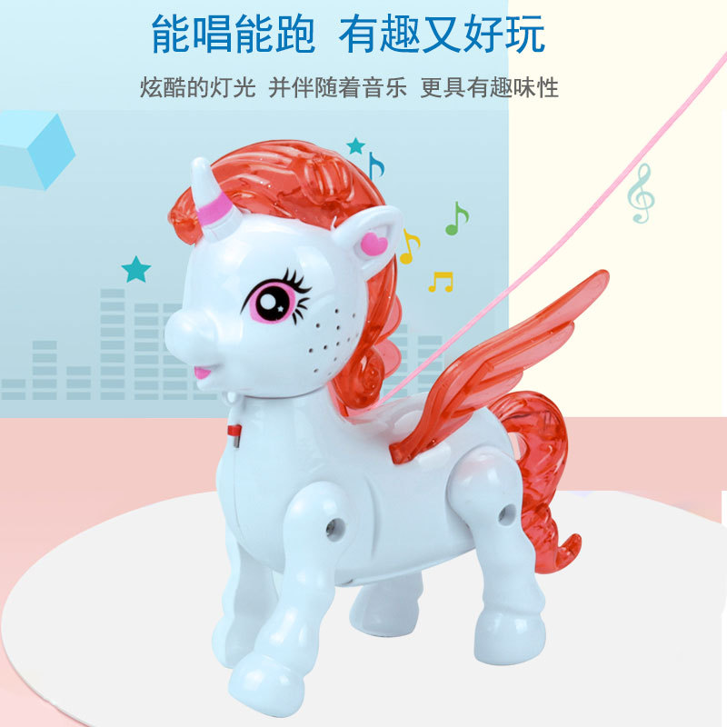 Electric Rope Unicorn Luminous Band Music Rope Animal Walking Doll Horse Children Stall Toy Wholesale