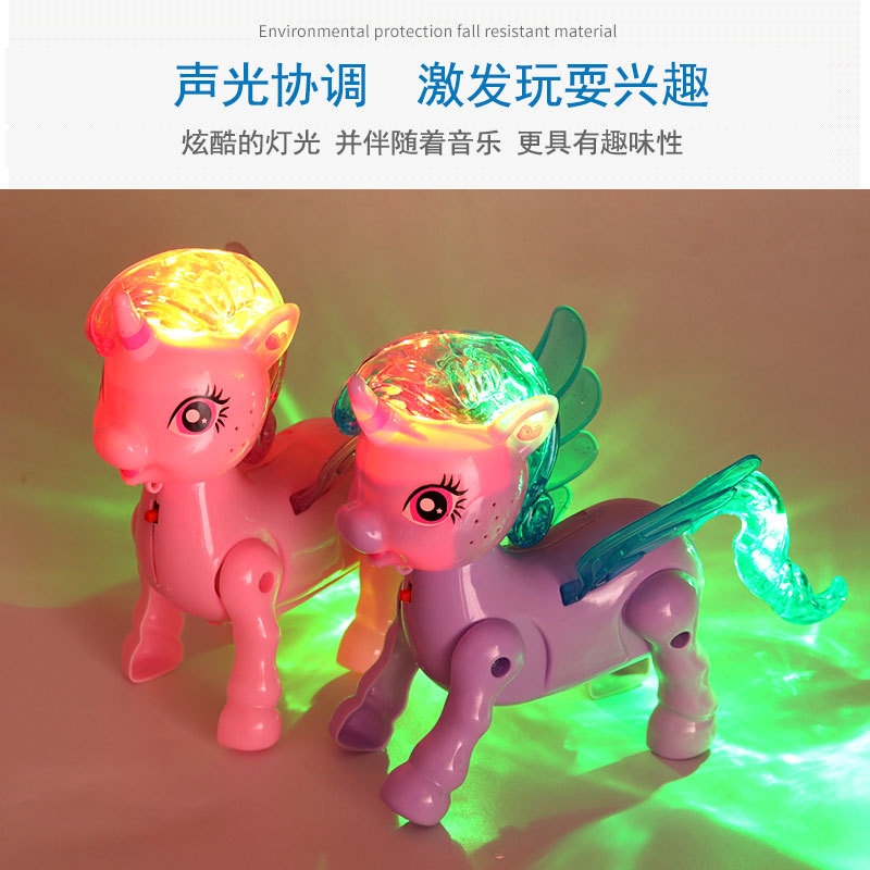 Electric Rope Unicorn Luminous Band Music Rope Animal Walking Doll Horse Children Stall Toy Wholesale