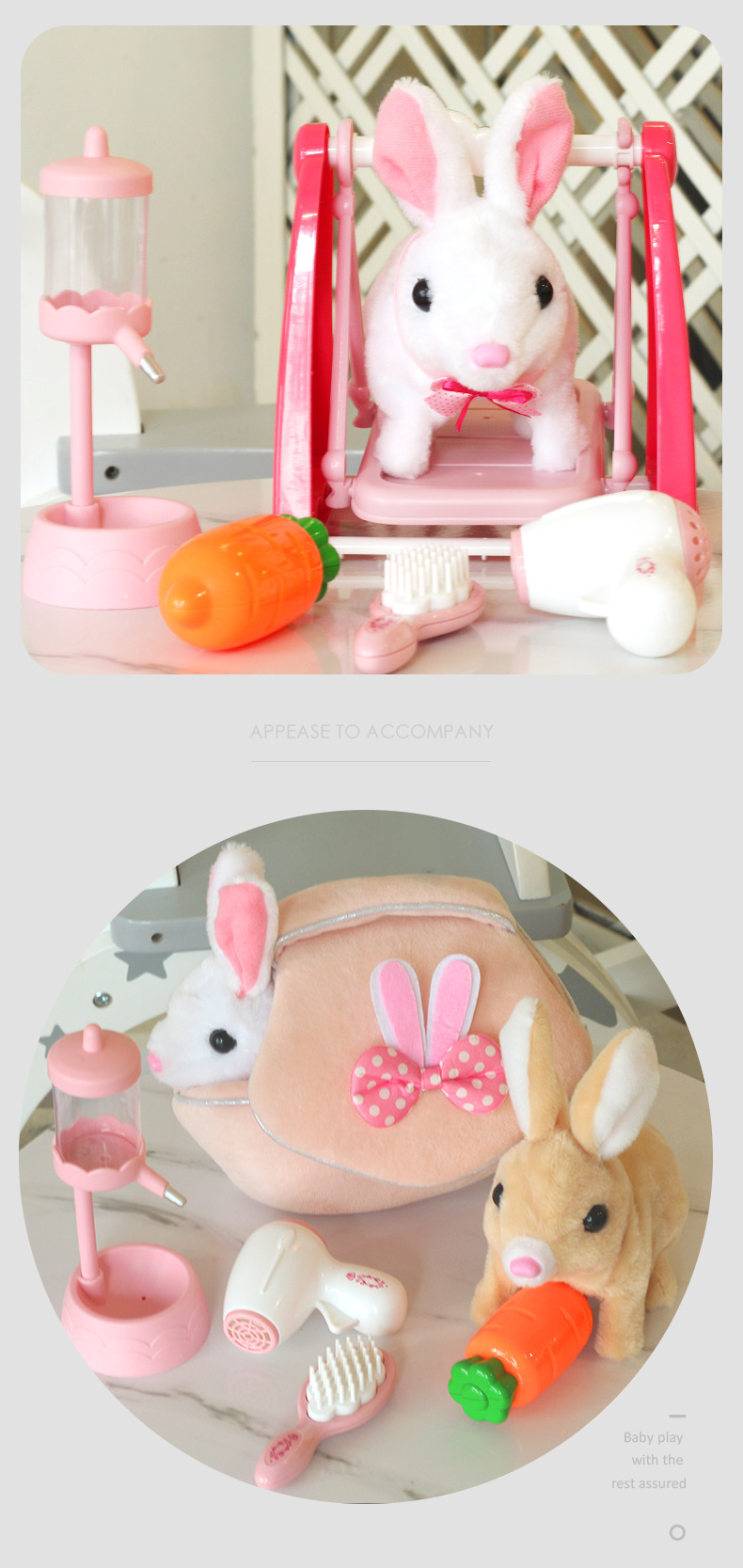 Electric Plush Simulation Bunny Play House Boys and Girls Children's Toys Norah Pet Pet Doll Set Electric Plush Simulation Bunny Play House Boys and Girls Children's Toys Norah Pet Pet Doll Set