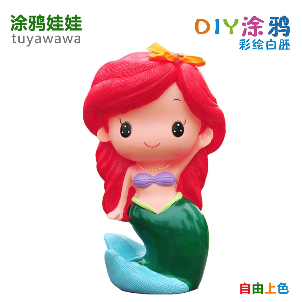 Princess Series Kindergarten DIY Handmade Toys Non-Plaster Doll Graffiti White Body Fall Not Bad Students&#039; Birthday Gift